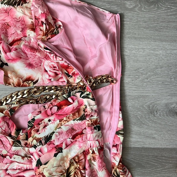 Satiny Floral "Two-Piece" Maxi Dress | EUC Size L - Picture 7 of 12